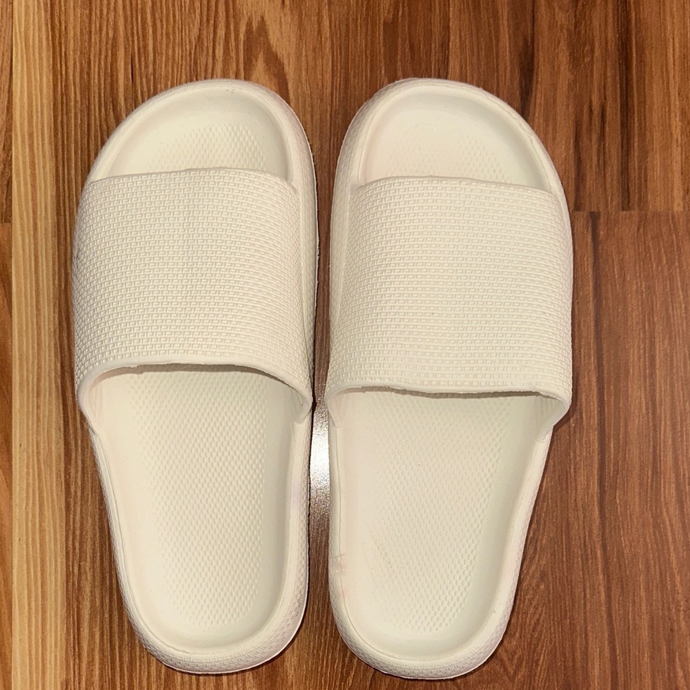 White Slide Sandals